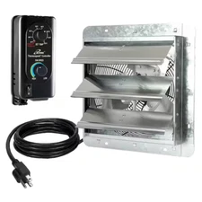 Iliving Gable Mount Attic Fan 12" Shutter Exhaust Fan Thermospeed Controller