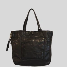 Frye And Co Rubie Black Distressed washed Leather Hobo Purse Tote NWT