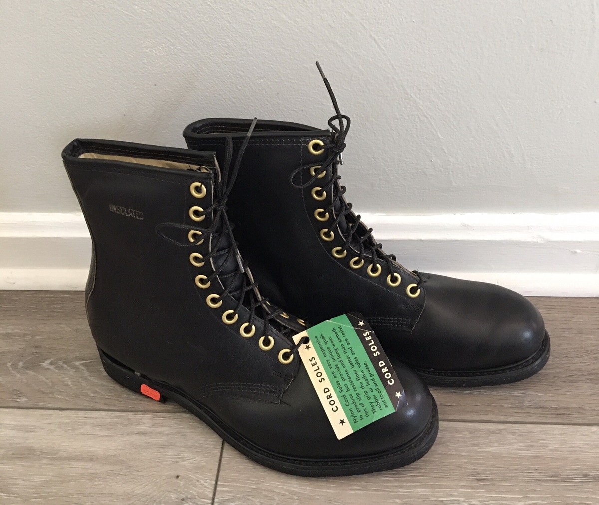 Deadstock NWT 50s? Black Leather Insulated Steel Toe Cord Sole