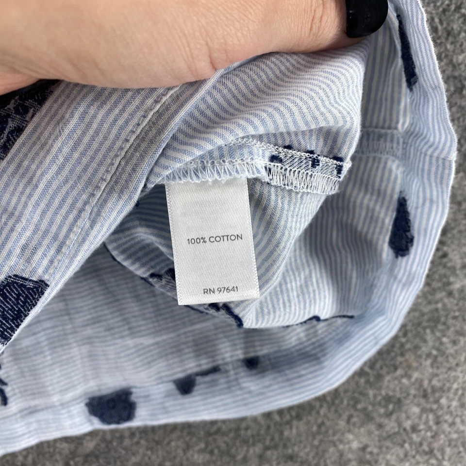 Блузка женская J. Jill M средняя синяя с цветочным узором без рукавов круглый вырез широкий ремень - Изображение 4 из 4