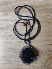 Witch’s Scrying Obsidian Sphere Crystal Ball Pendant Necklace Divination Jewelry