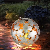 Solarlampe Gartenlampe Leuchtkugel Erdspieß AußEnlampe AhornbläTter Led H 37 Cm
