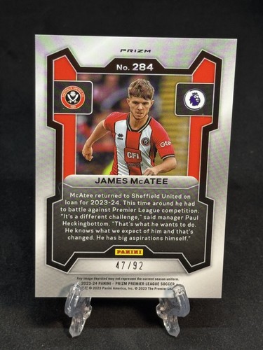 2023-24 Panini Prizm EPL JAMES MCATEE Purple White Stripes /92 Manchester City - Picture 2 of 3