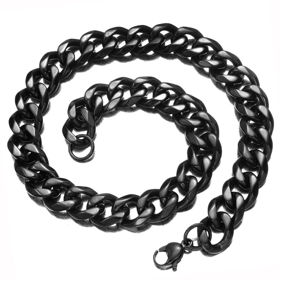 Fashion Polished 19mm 24" Black Mens Chain Stainless Steel Curb Link