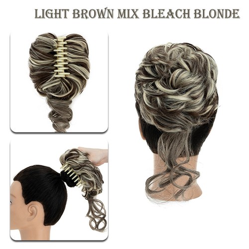 Curly Messy Bun Hair Piece Updo Thick Claw Clip in Hair Extensions Real As Human - 第 29/41 張圖片