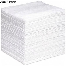 200 Oil Spill Absorbent Pads Contractor Grade Polypropylene 15" W x 18" L, White