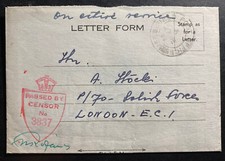 1944 Polish Forces Army In England Feldpost Letter OAS Cover To London