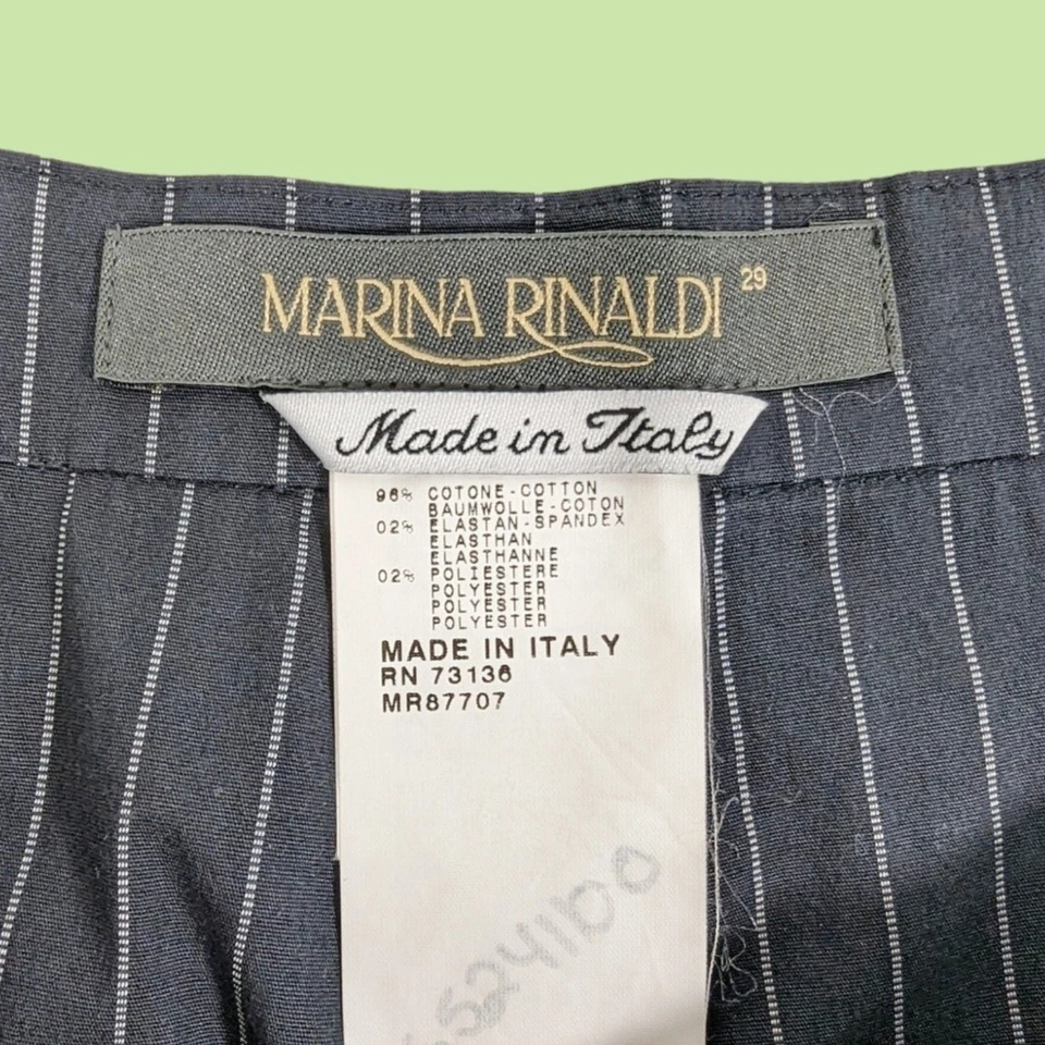 Pantalones de trabajo para mujer Marina Rinaldi azul marino talla 29 rayas blancas formales Foto 3 de 4