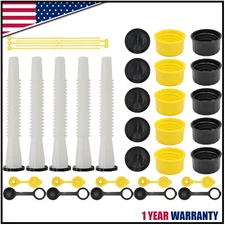 Pack of Five Gas Can Spouts with Caps and Gaskets Included For Wedco For Eagle
