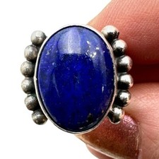 American Southwest Sterling Silver Blue Lapis Lazuli Ring 8.8 Grams Size 5.5