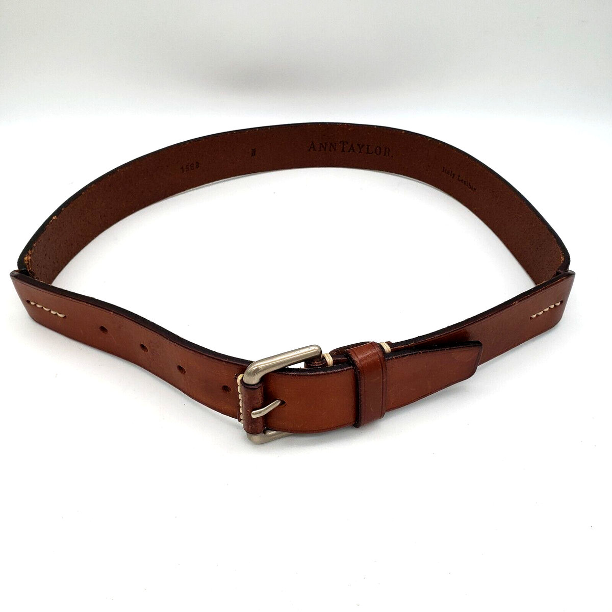 Vintage 90s Ann Taylor Leather Belt Small Brown Embossed Floral Made in Italy ANN TAYLOR Sz L 36 main image 4