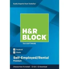 H&R Block Premium 2018 Self-Employed/Rental Property Owners Tax Software PC Mac