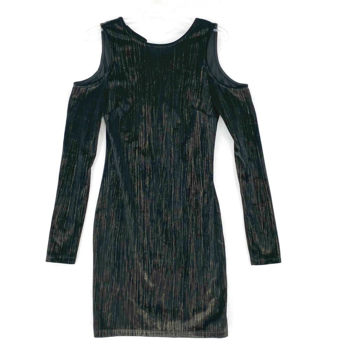 topshop black and gold dress Womens Metallic Velvet Cold Shoulder Mini Size 2 NWT overskirt