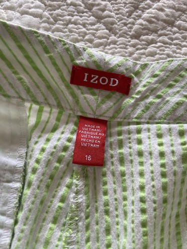 Pantalones Cortos Informales Izod Verde Claro Blanco Rayas Talla 16 Mujer Calce Regular Tiro Medio - Imagen 4 de 6