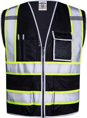 SKSAFETY Safety Vest for Men with 10 Pockets, 4XL
