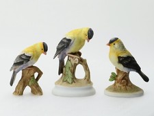 Lefton AMERICAN GOLDFINCH Porcelain Bird Figurines - Lot of 3 / Vintage