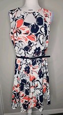 NWOT CB Established 1962 Sleeveless Floral Belted Fit & Flare Dress Size 10