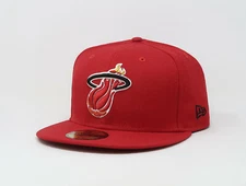New Era 59Fifty Men Women Cap Miami Heat Hardwood Classics Basic Red Fitted Hat