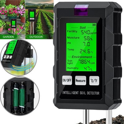 6 in1 Bodenmessgerät Bodentester Feuchtigkeitsmessgerät Pflanzen mit LCD-Display