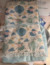 Handmade Baby quilt baby lams, sweet dreams, satin trim all natural ctn batting
