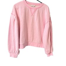 Topshop Womens Pink Puff Sleeve Crewneck Sweatshirt Pullover M Comfort Oversized