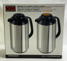 Coffee Carafes Regular Decaf Orange OGGI Thermal Vacuum Push Button 34oz