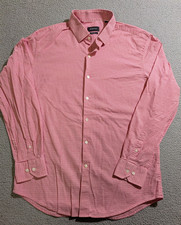 Bugatchi Men's Red Check Stretch Long Sleeve Button Up Shirt / Size 17.5 36/37