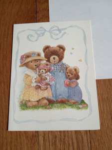 Teddy Bear Family USED Notecard Sweet Mama Dad Babies Beary Romantic Current Co