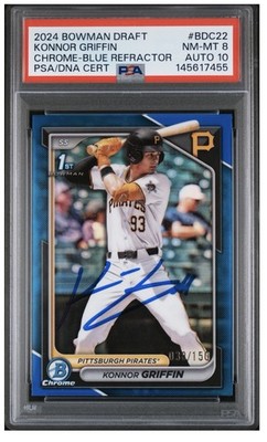 2024 Bowman Draft Chrome Konnor Griffin BDC-22 Blue /150 RC Auto PSA 8