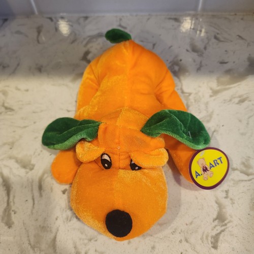 A Mart Bright Orange & Green Plush Stuff Puppy - Afbeelding 3 van 11