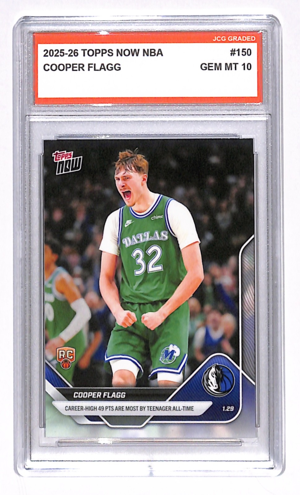 Cooper Flagg 2025-26 Topps Now NBA #150 Rookie Graded Gem Mint 10