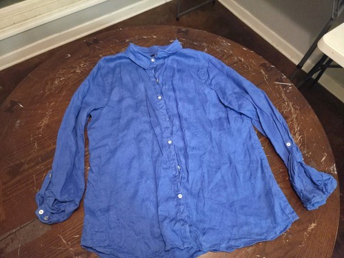 jones and company womens long sleeve linen. xl blue