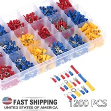 1200PCS Assorted Insulated Electrical Wire Terminals Crimp Spade Connectors Kit