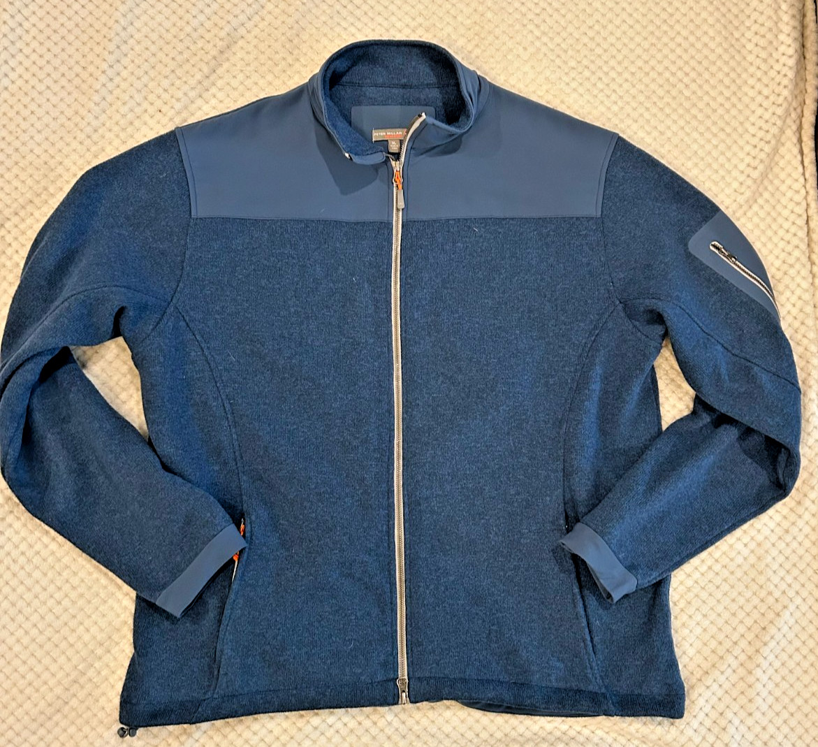 Peter Millar Jacket Mens XL Blue Long Sleeve Full Zip Fleece Crown Sport