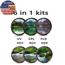 Camera Lens Filter 6 in 1 Kits UV CPL FLD ND 2 4 8 49Mm 52 55 58 62 67 72 77 82M