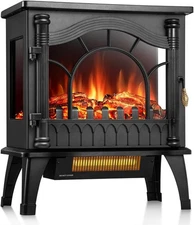 Electric Fireplace Stove,1500W Infrared Fireplace Heater with 3D Realistic Flame