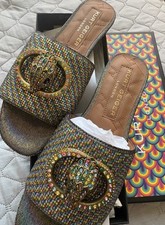 KURT GEIGER LONDON CHELSEA FLAT SLIPON SANDAL MULTICOLOR LEATHER. Sz-7.5 NEW