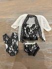 Vintage Barbie Lingerie Black Corset Panties Underwear Bodysuit Robe