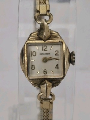 Vintage Ladies Bulova Caravelle N3 1973 Mechanical Wind Runs Petite 
