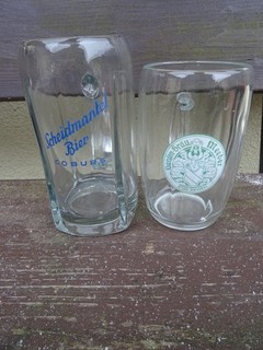 2 x Glas Bierkrug aus Coburg Scheidmantel / Hansen Bräu