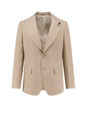 LARDINI Beige Single-breasted viscose and silk blazer Jacket New  Authentic