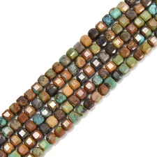 Natural Genuine Turquoise Faceted Cube Beads Size 3mm 15.5'' Strand