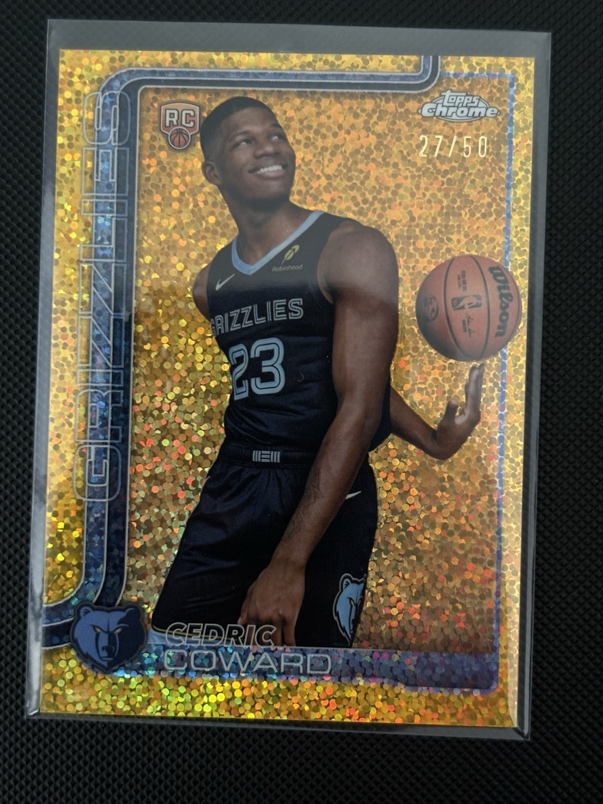 2025 Cedric Coward Topps Chrome Image Variation Rookie Gold Speckle / 50