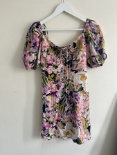Floral Minidress Size XS. Low-lying Neckline with Lace-up Detail. Worn Once