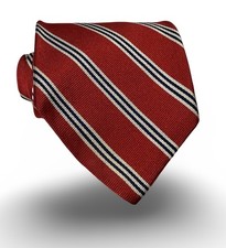 Trad Vintage Brooks Brothers Makers Repp Stripe Navy Red White Neck Tie USA