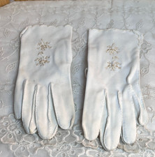 Vtg Gloves MCM White Cotton Nylon Blend Scalloped Wrist Trim Approx Size S 6/6.5