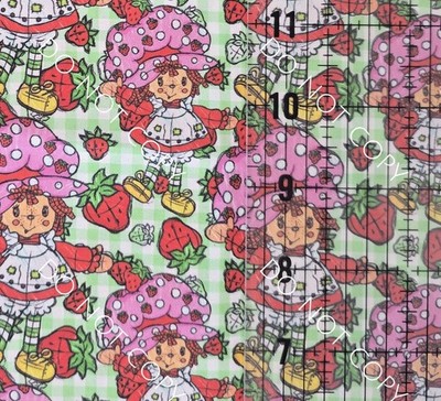Custom 100% Cotton Woven Fabric Berry Girl Green Checker By The 1/4 Yard 9x56