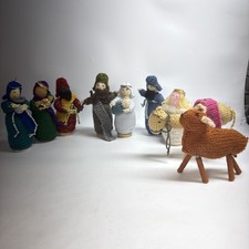 Set of 9 Folk Art Crochet Nativity Mary Jesus Jesus Shepherd Hand Knitted