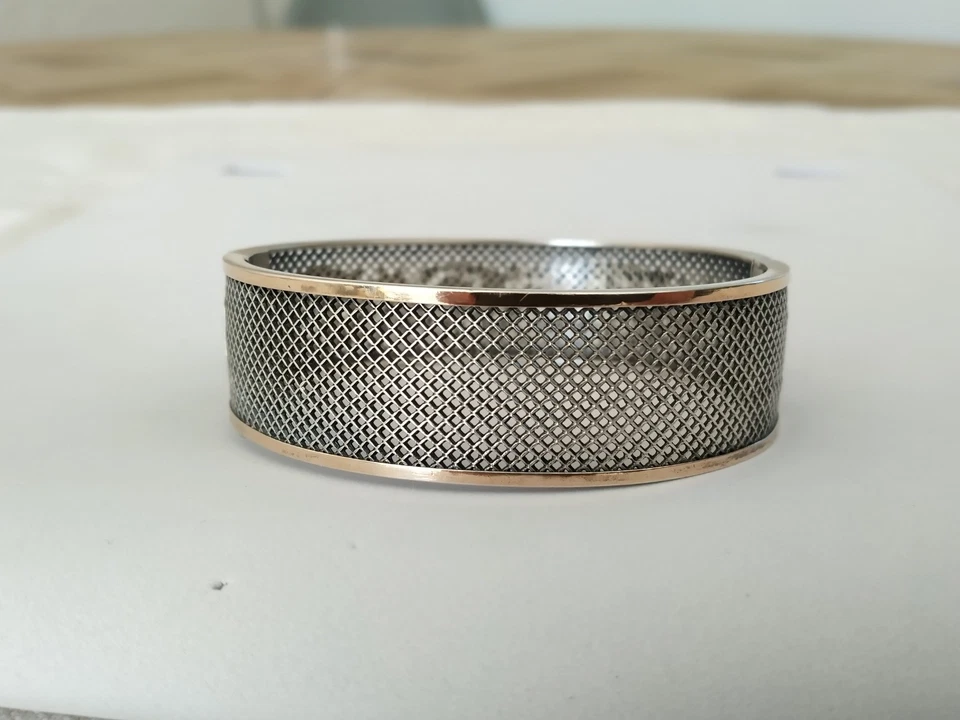 ANCIEN BRACELET XIXe ARGENT MASSIF VERMEIL NAPOLÉON III jonc ouvrant - Photo 4/4