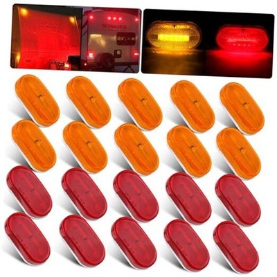 4 Inch LED Trailer Side Marker Clearance Lights 10 Amber & 10 Red, 2x4 
